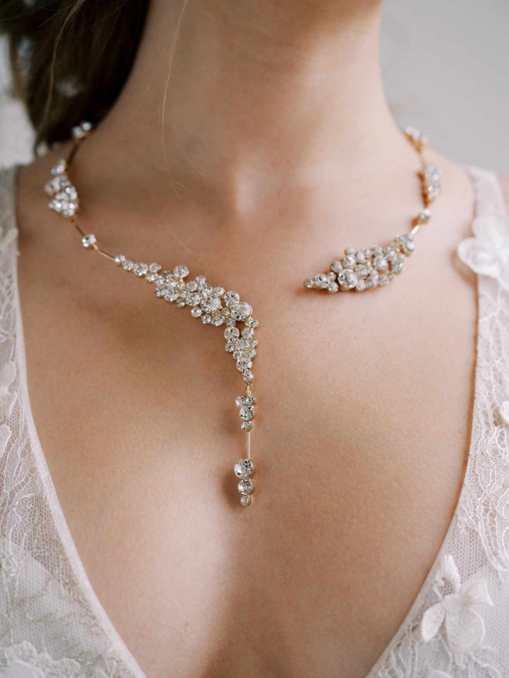Champagne Bubbles Crystal Necklace Twigs & Honey - Silver